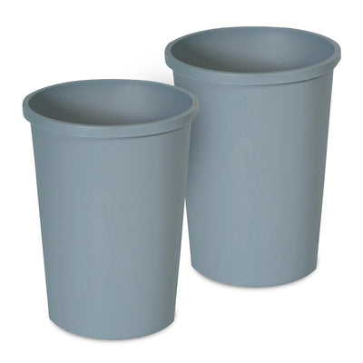 Rubbermaid Commercial Untouchable Trash Can and Waste Bin, 11 Gal, Gray, 2 Pack - VMInnovations