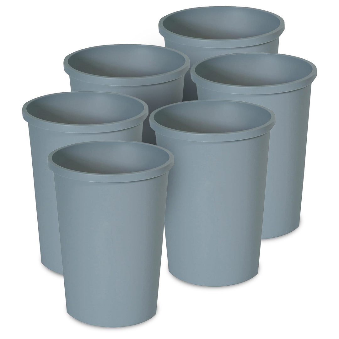 Rubbermaid Commercial Untouchable Trash Can and Waste Bin, 11 Gal, Gray, 6 Pack