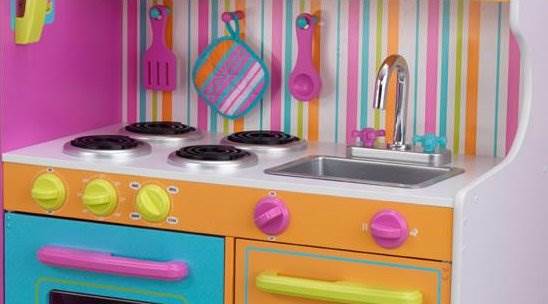 KidKraft Big & Bright Kids Pretend Play Kitchen Set w/ Pink Chef Apron & Hat