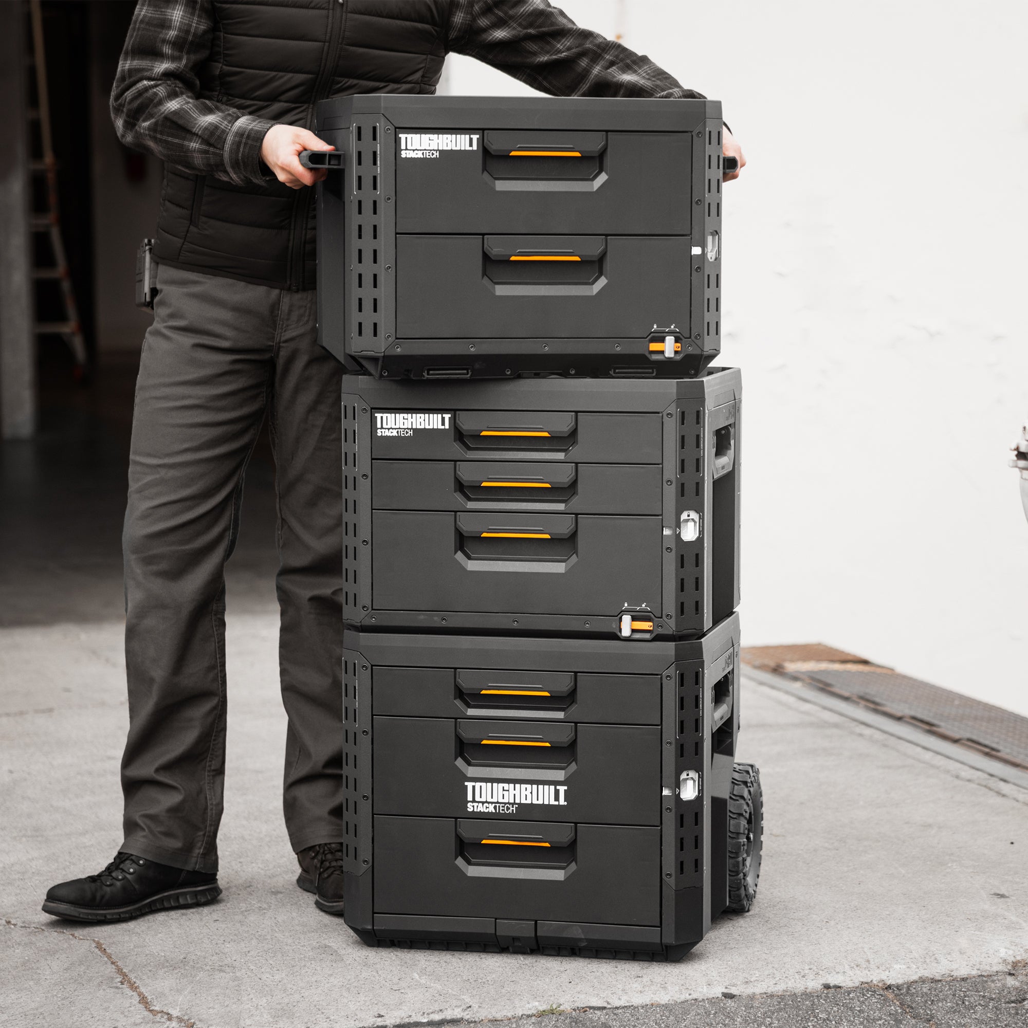 StackTech 3-Drawer Rolling Locking Box, Tool Storage & Gear Organizer (Open Box)