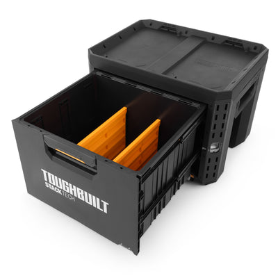 ToughBuilt StackTech 1-Drawer Locking Box, Plastic Storage Tool & Gear Organizer (Open Box)