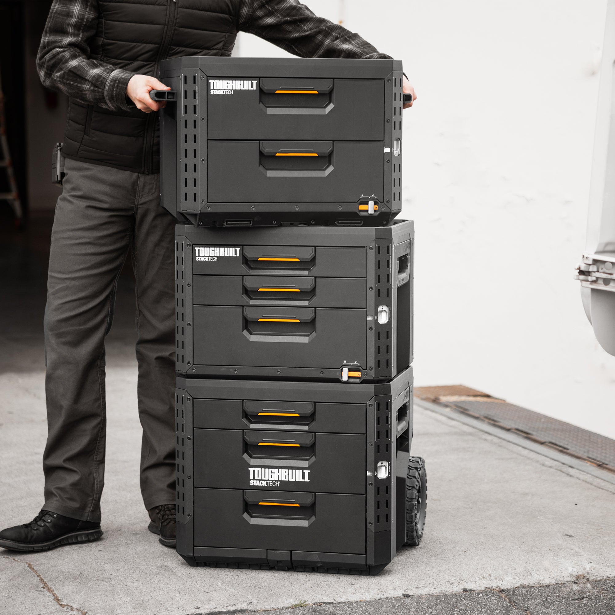 StackTech 2-Drawer Locking Box, Plastic Storage Tool & Gear Organizer (Open Box) - VMInnovations
