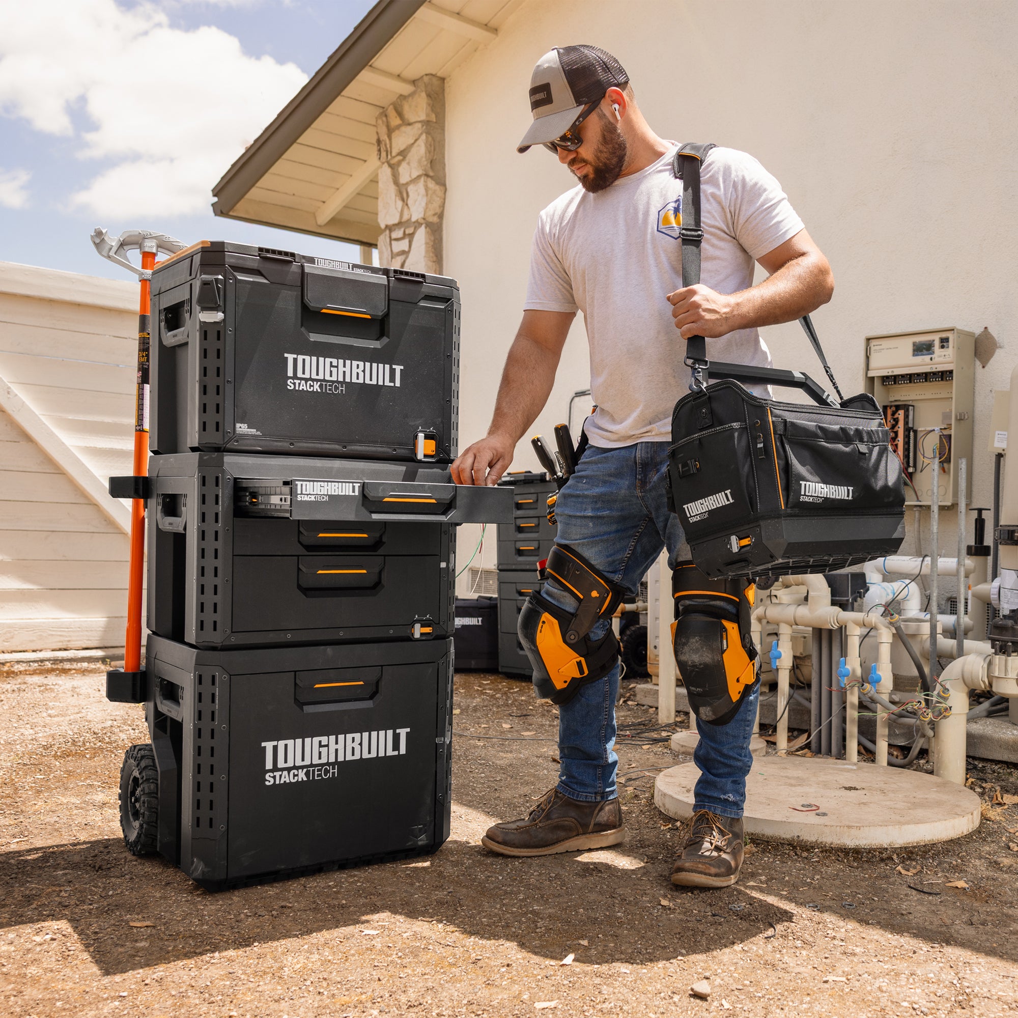ToughBuilt StackTech Locking Box,Plastic Storage Tool & Gear Organizer(Open Box) - VMInnovations