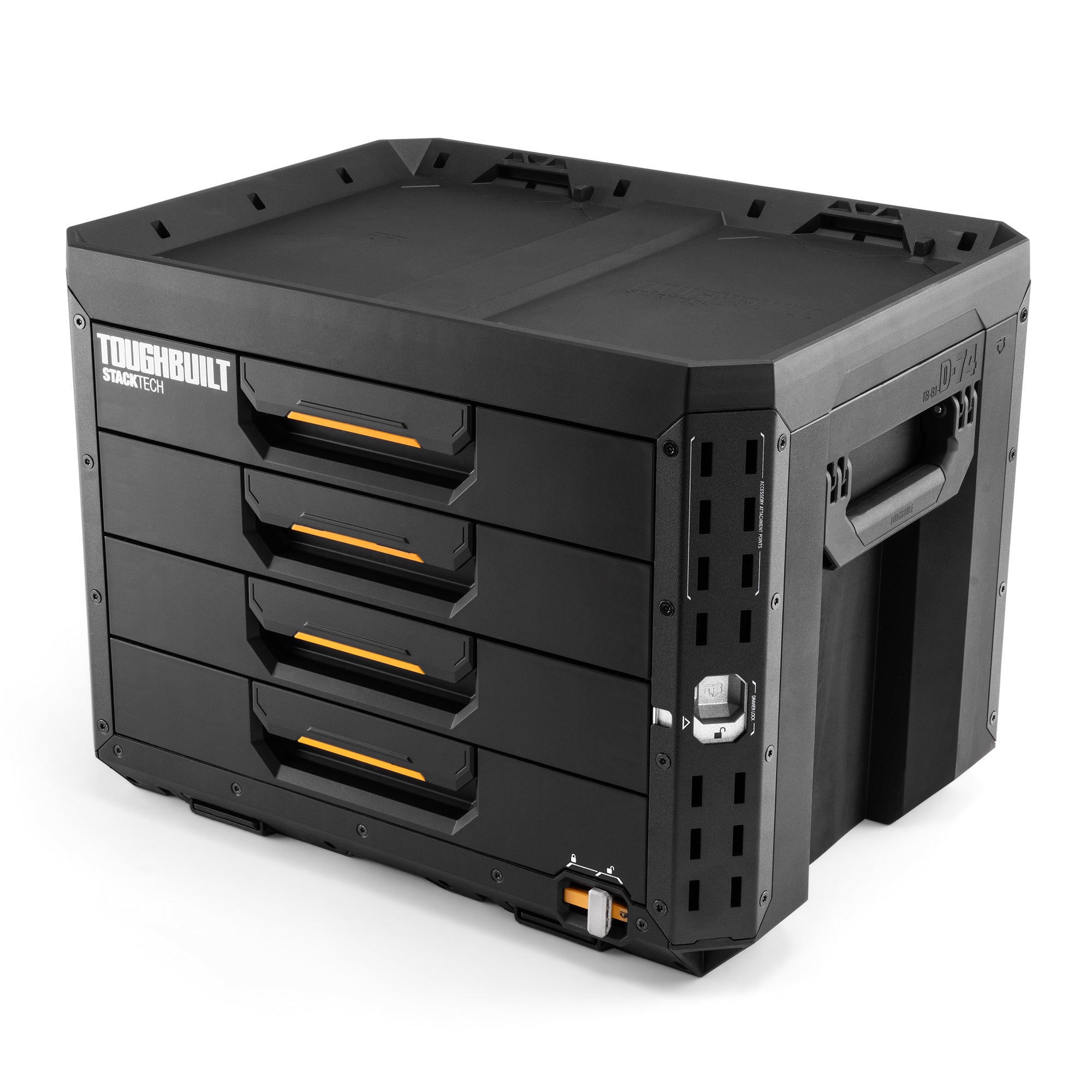 ToughBuilt StackTech 4-Drawer Locking Box, Plastic Storage Tool & Gear Organizer (Open Box)