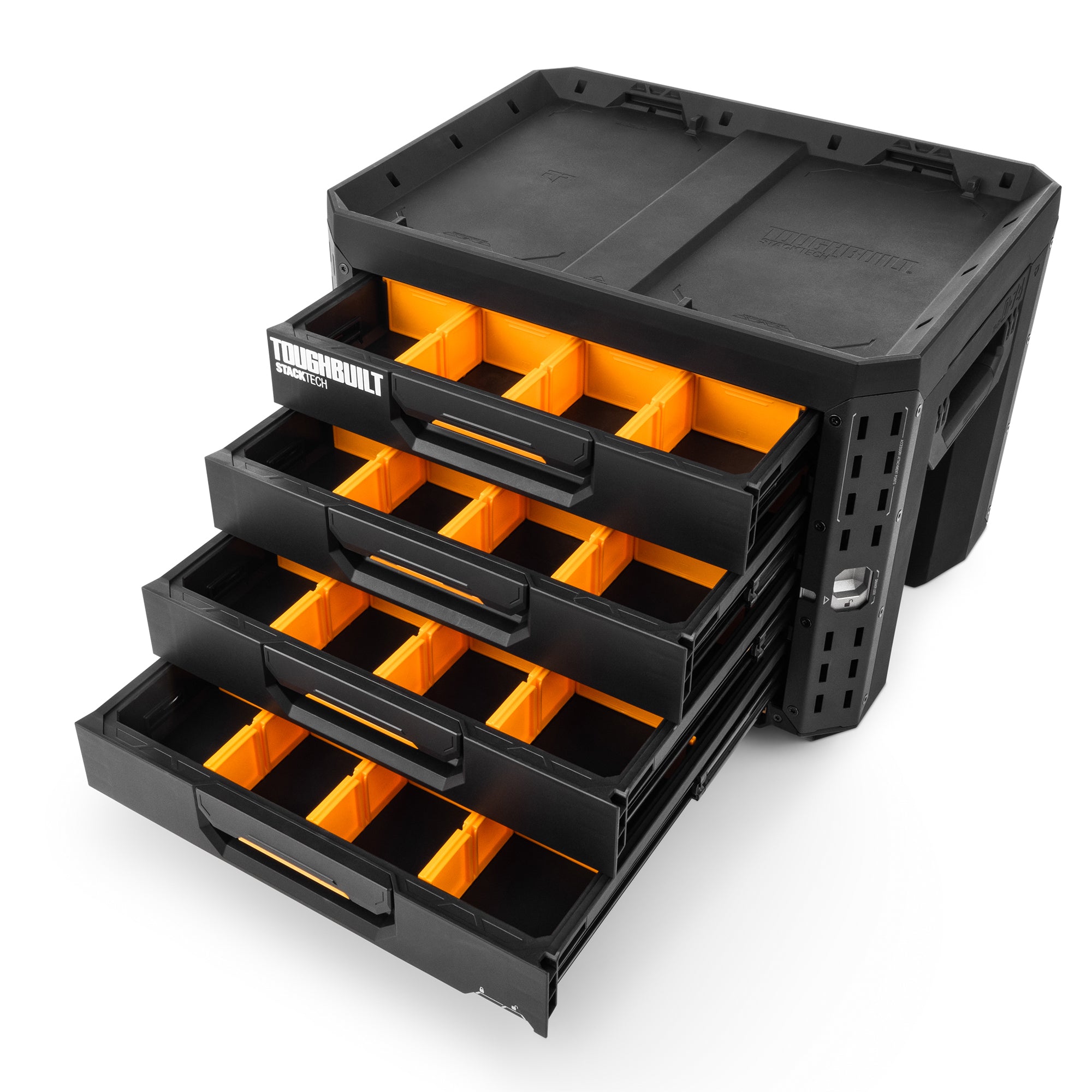 ToughBuilt StackTech 4-Drawer Locking Box, Plastic Storage Tool & Gear Organizer (Open Box)