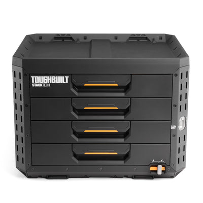 ToughBuilt StackTech 4-Drawer Locking Box, Plastic Storage Tool & Gear Organizer (Open Box)