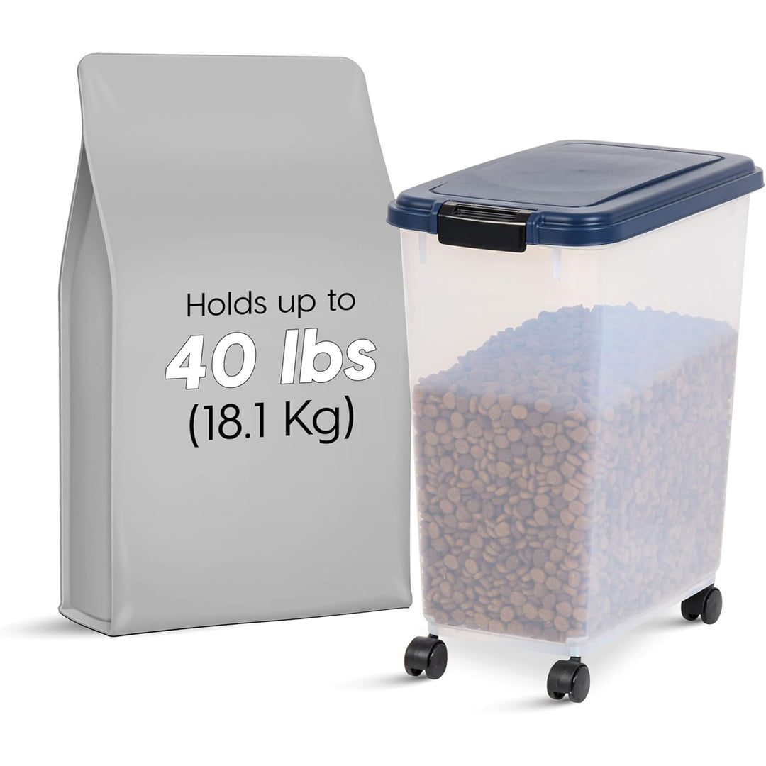 IRIS USA Pet Food Storage, Airtight Bin w/Attachable Wheels, 40 lbs (Open Box)
