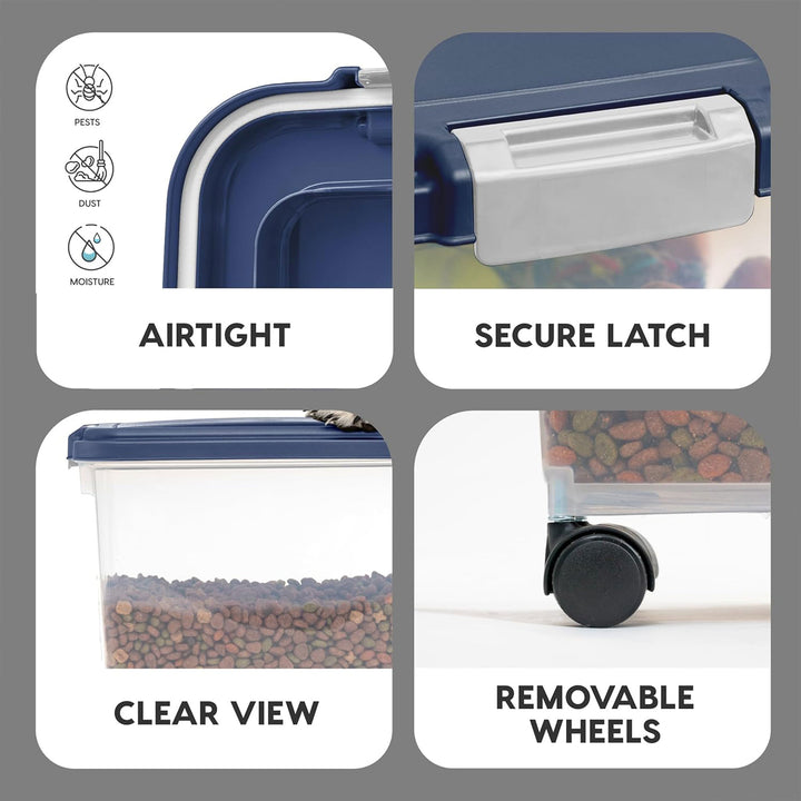 IRIS USA Pet Food Storage, Airtight Bin w/Attachable Wheels, 40 lbs (Open Box)