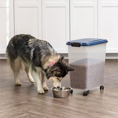 IRIS USA Pet Food Storage Container, Airtight w/Attachable Wheels, 40lbs (Used)