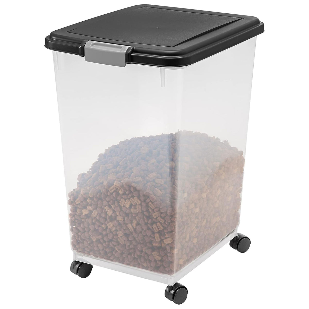 IRIS USA Pet Food Container, Airtight Bin w/Attachable Wheels, 54lbs (Open Box) - VMInnovations