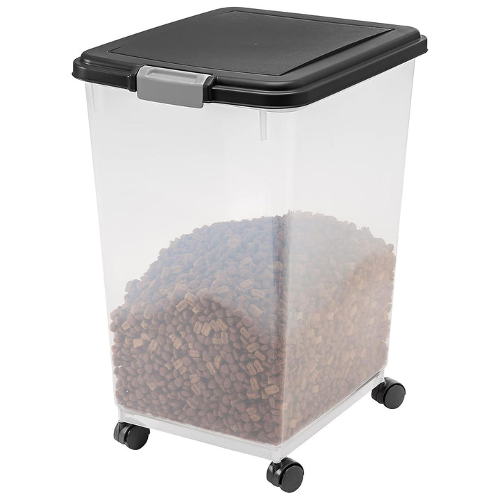 IRIS USA Pet Food Container, Airtight Bin w/Attachable Wheels, 54lbs (Open Box)