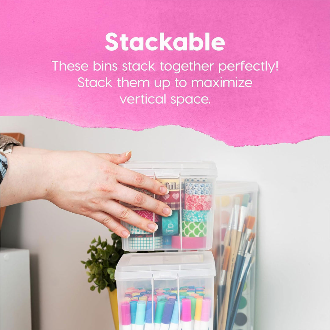 IRIS USA Vertical Flip Top Storage Container, Plastic Bins with Lids, 10 Pack