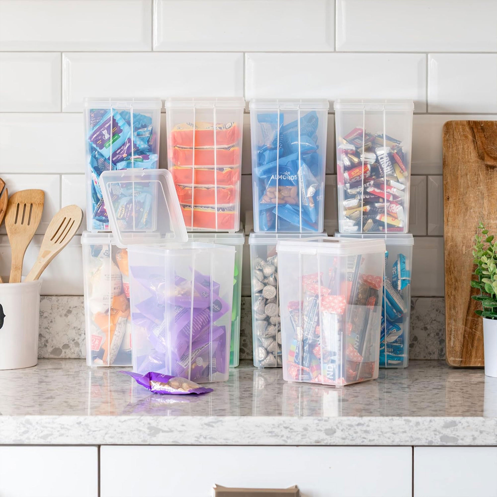 IRIS USA Flip Top Storage Container, Plastic Bins w/Lids, 10pk (Open Box)