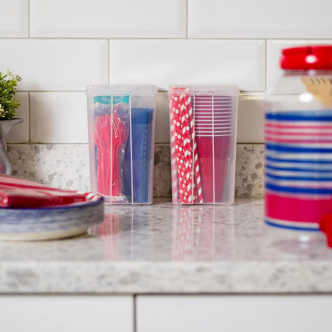 IRIS USA Vertical Flip Top Storage Container, Plastic Bins with Lids, 10 Pack