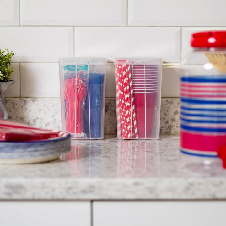 IRIS USA Vertical Flip Top Storage Container, Plastic Bins with Lids, 10 Pack