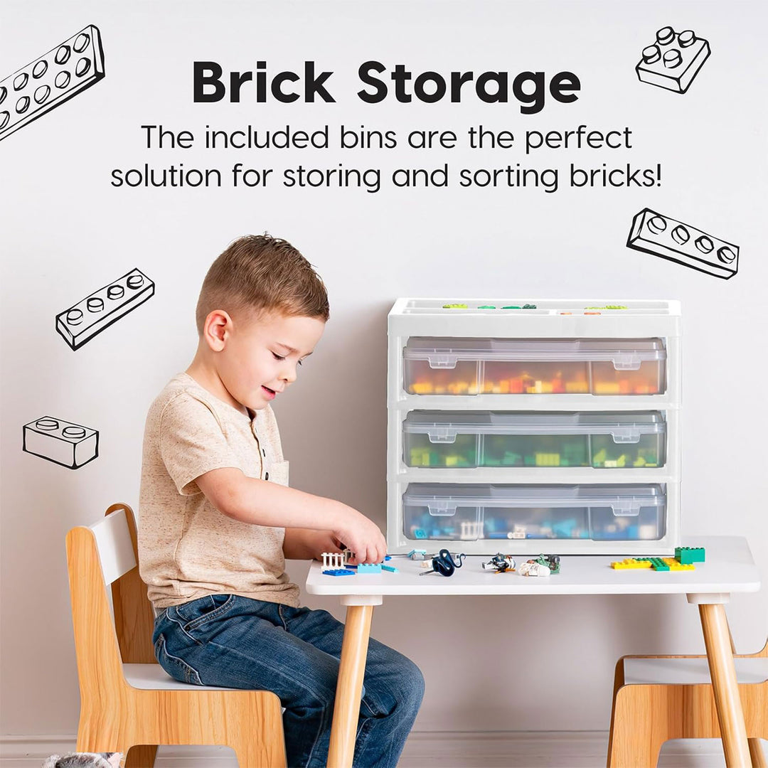 IRIS USA 3-Tier Desk Top Storage Unit w/ Organizer Top & Built-In Handles, Clear