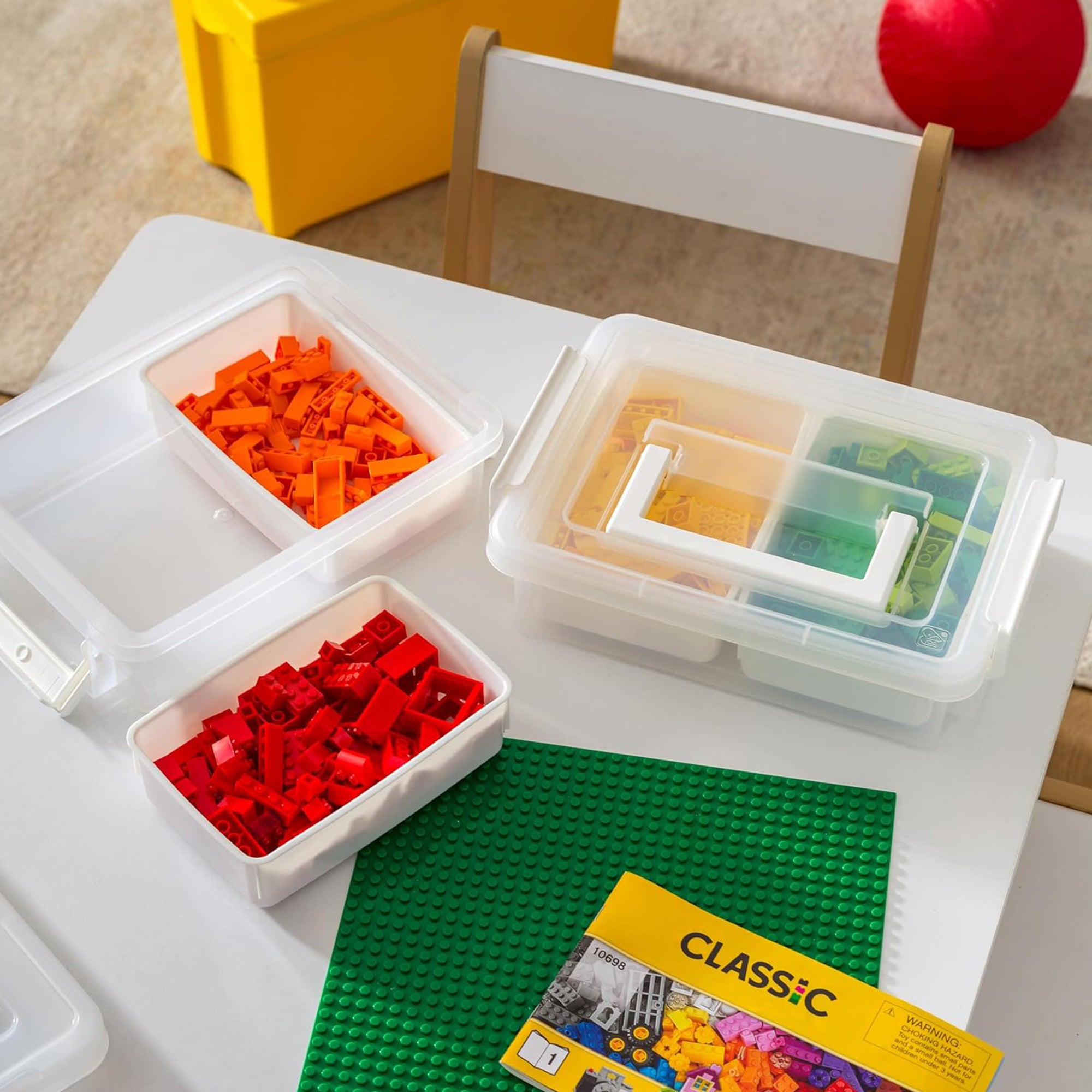 IRIS USA 1Qt Plastic Storage Bins w/ Lids, Small Craft Containers, White, 4 Pack - VMInnovations