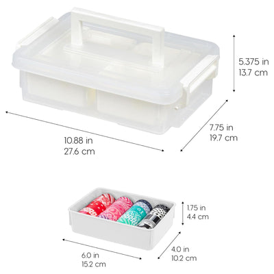 IRIS USA 1Qt Plastic Storage Bins w/ Lids, Small Craft Containers, White, 4 Pack - VMInnovations