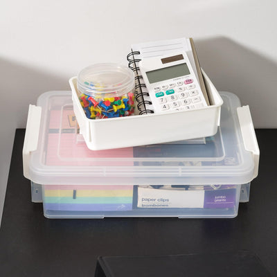 IRIS USA 1Qt Plastic Storage Bins w/ Lids, Small Craft Containers, White, 4 Pack - VMInnovations
