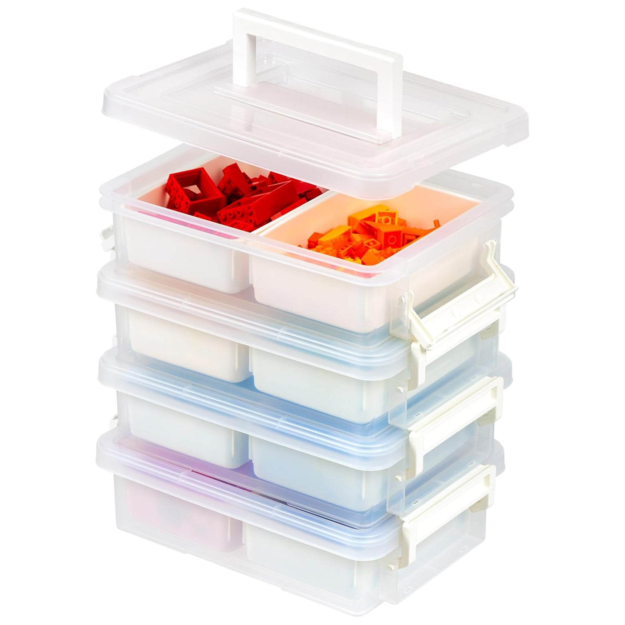 IRIS USA 1Qt Plastic Storage Bins w/ Lids, Small Craft Containers, Whi ...