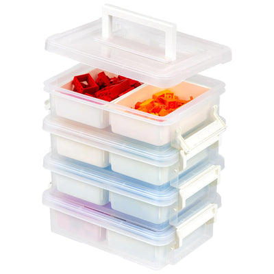 IRIS USA 1Qt Plastic Storage Bins w/ Lids, Small Craft Containers, White, 4 Pack - VMInnovations