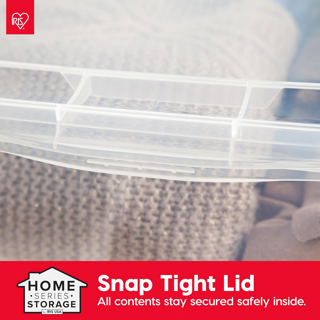 IRIS USA Storage Bins with Lids, 68Qt Clear Plastic Stackable Containers, 6 Pack