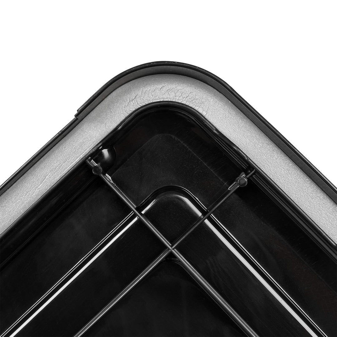 IRIS USA WeatherPro 74 Quart Stackable Storage Bins with Lids, 3 Pack, Black/Red