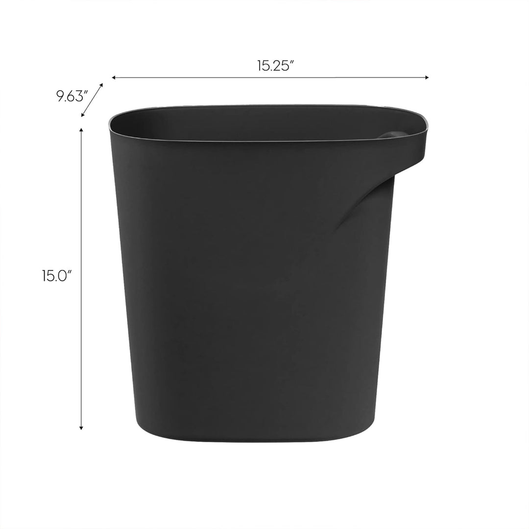 IRIS USA Small Trash Can, 6 Gal Plastic Wastebasket with Handle, 3 Pack, Black