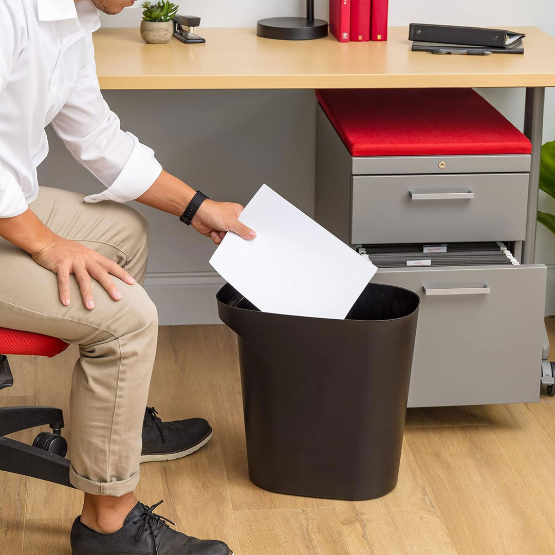 IRIS USA Small Trash Can, 6 Gal Plastic Wastebasket with Handle, 3 Pack, Black