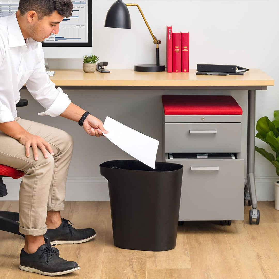 IRIS USA Small Trash Can, 6 Gal Plastic Wastebasket with Handle, 3 Pack, Black