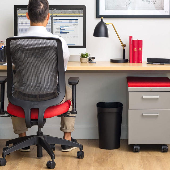 IRIS USA Small Trash Can, 6 Gal Plastic Wastebasket with Handle, 3 Pack, Black