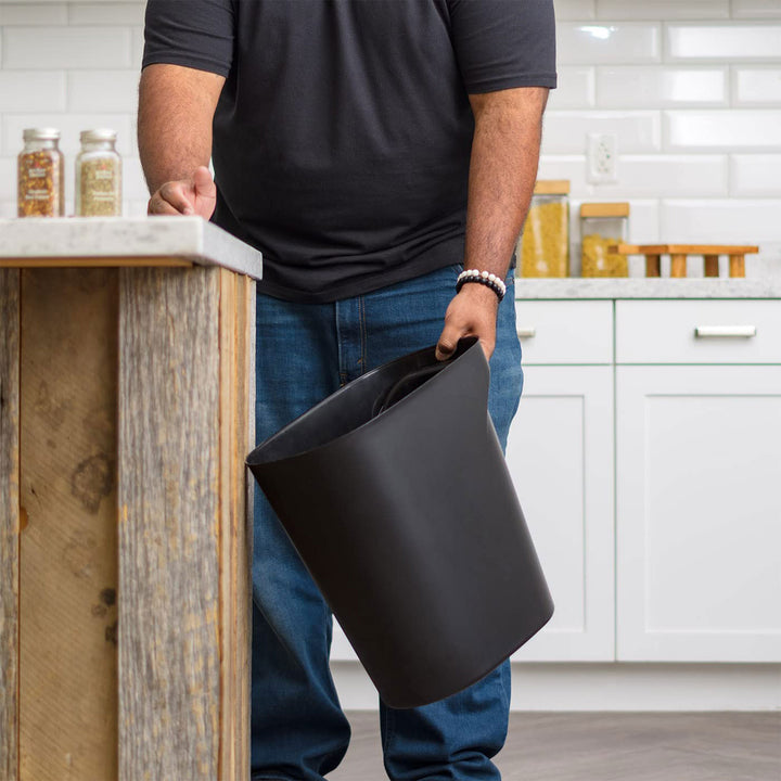 IRIS USA Small Trash Can, 6 Gal Plastic Wastebasket with Handle, 3 Pack, Black