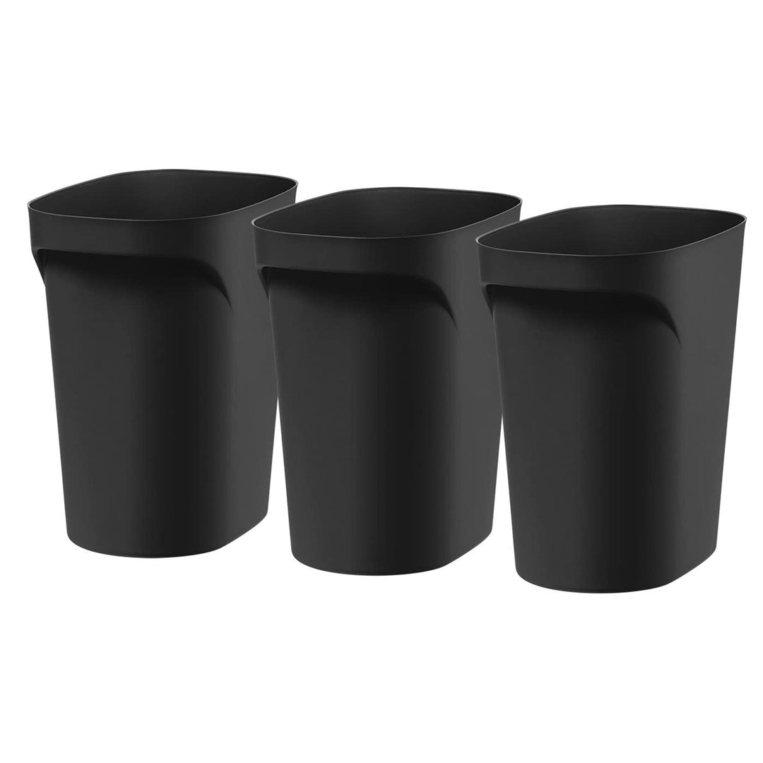 IRIS USA Small Trash Can, 6 Gal Plastic Wastebasket with Handle, 3 Pack, Black