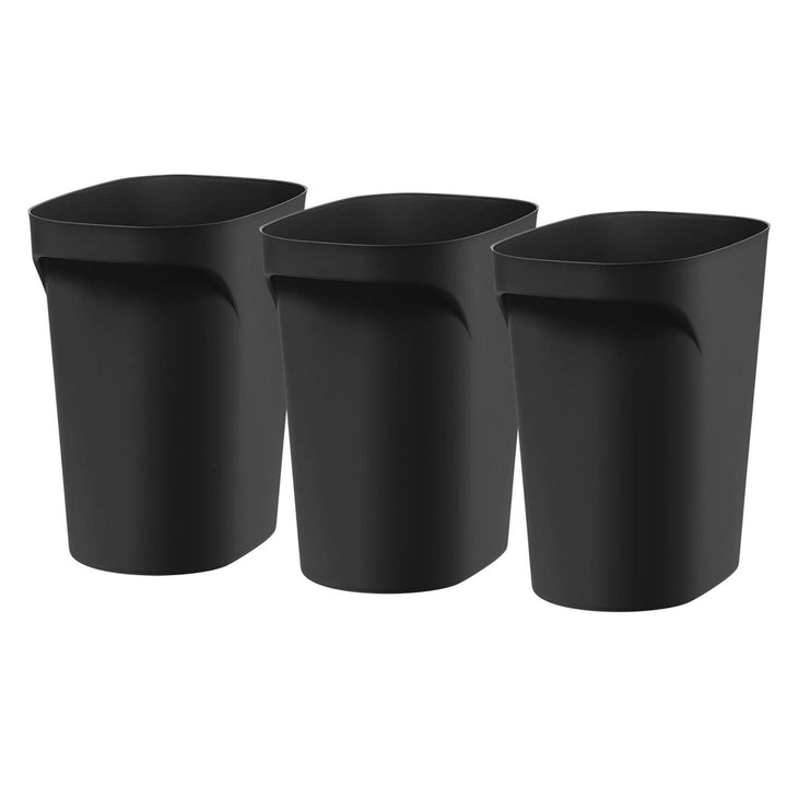 IRIS USA Small Trash Can, 6 Gal Plastic Wastebasket with Handle, 3 Pack, Black