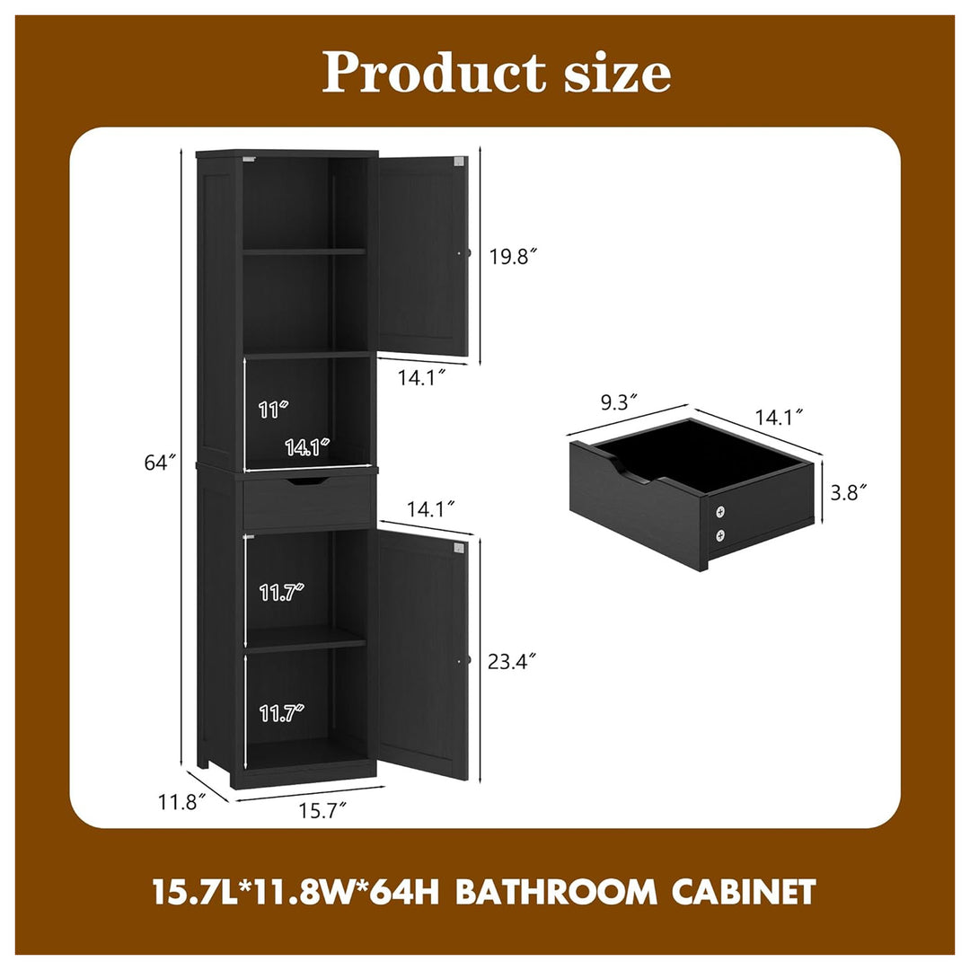Walsunny Tall 1-Drawer Bathroom Storage Cabinet w/Adjustable Shelves (For Parts)