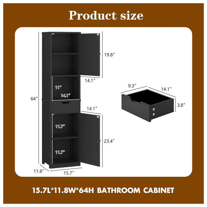 Walsunny Tall 1-Drawer Bathroom Storage Cabinet w/Adjustable Shelves (For Parts) - VMInnovations