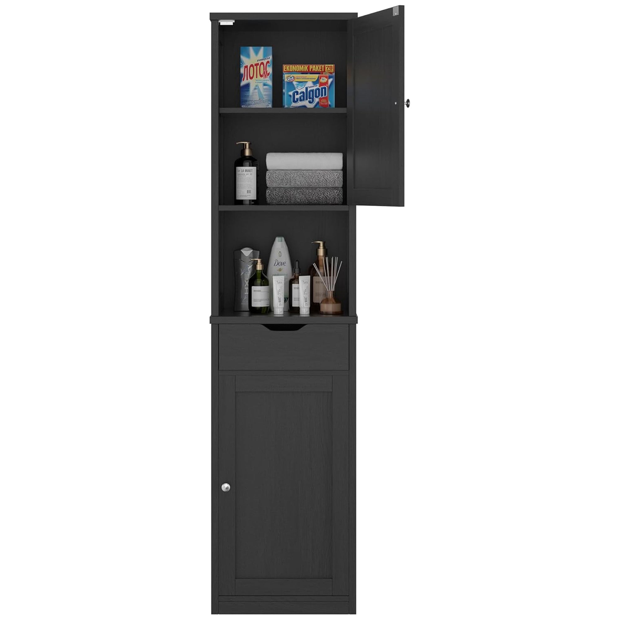 Walsunny Tall 1-Drawer Bathroom Storage Cabinet with Adjustable Shelves (Used) - VMInnovations