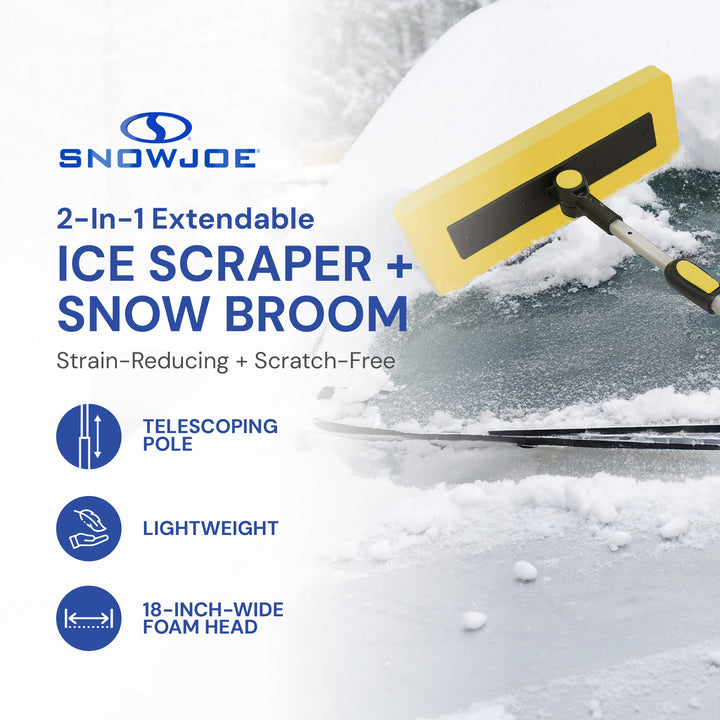 Snow Joe 2-in-1 Telescoping Snow Broom and Ice Scraper with Extendable Handle