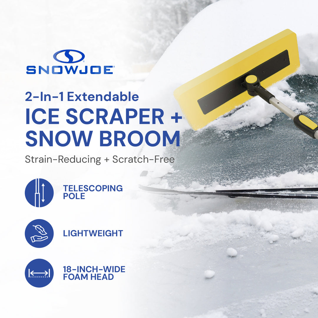 Snow Joe 2-in-1 Telescoping Snow Broom and Ice Scraper with Handle (Open Box)