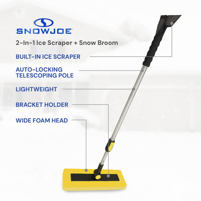 Snow Joe 2-in-1 Telescoping Snow Broom and Ice Scraper with Handle (Open Box) - VMInnovations