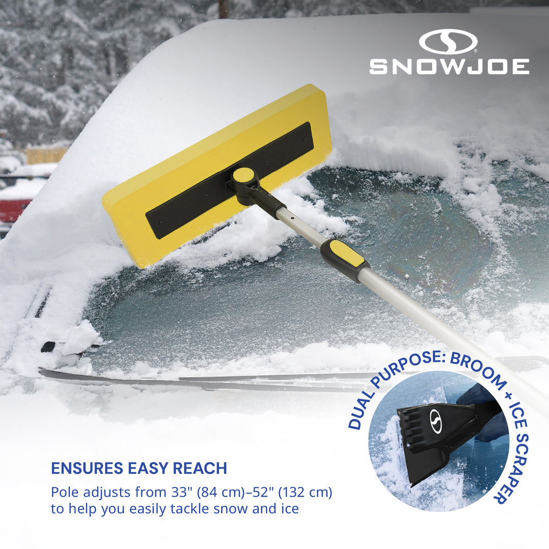 Snow Joe 2-in-1 Telescoping Snow Broom and Ice Scraper with Extendable Handle