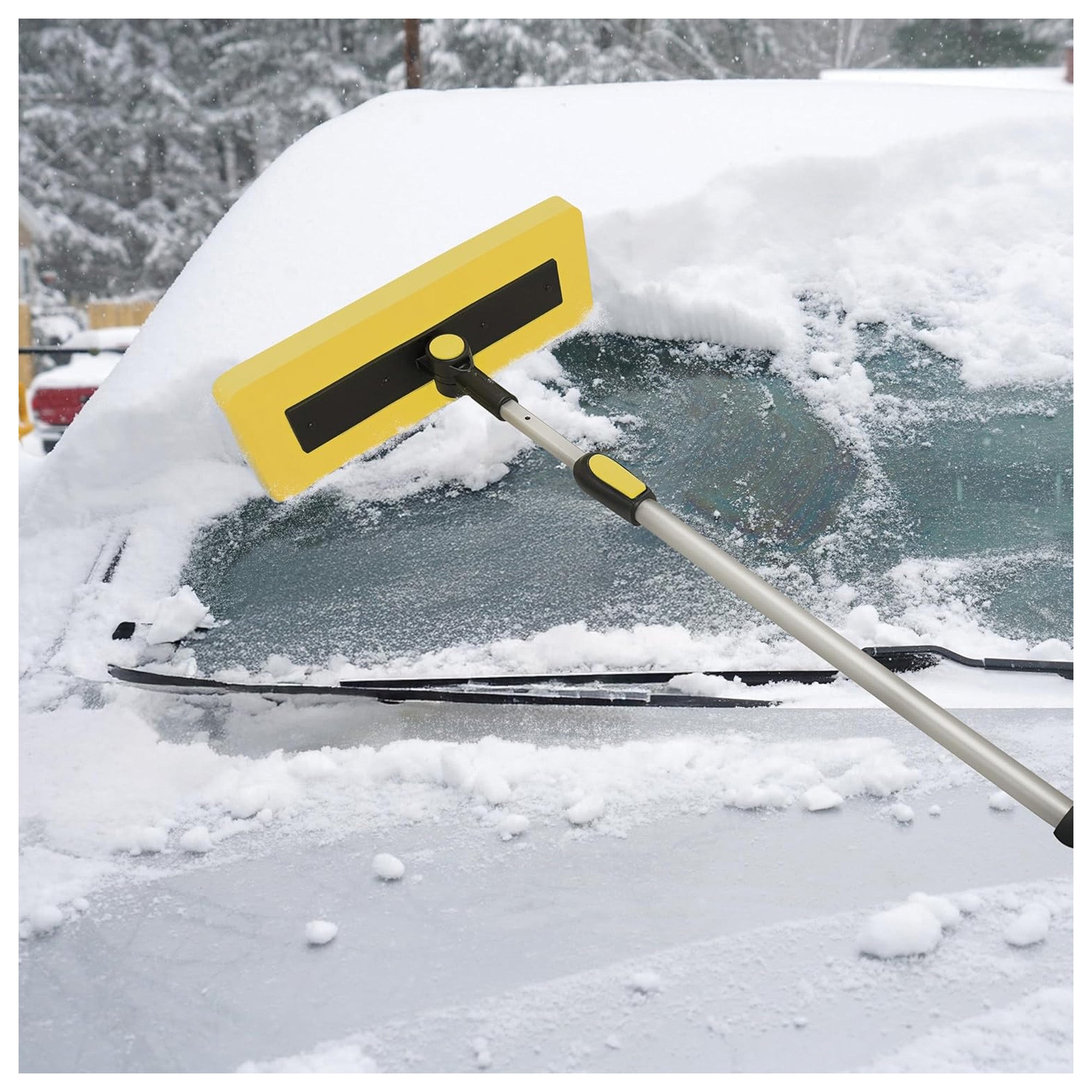Snow Joe 2-in-1 Telescoping Snow Broom and Ice Scraper with Extendable Handle