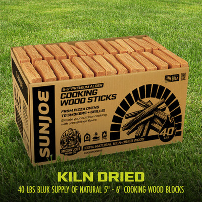 Sun Joe Cooking Sticks, Natural Kiln-Dried Alder Wood for Pizza Ovens, COOKWOOD40