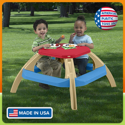 American Plastic Toys Picnic Table for Toddler Ages 18 Months and Up, Seats 4 - VMInnovations