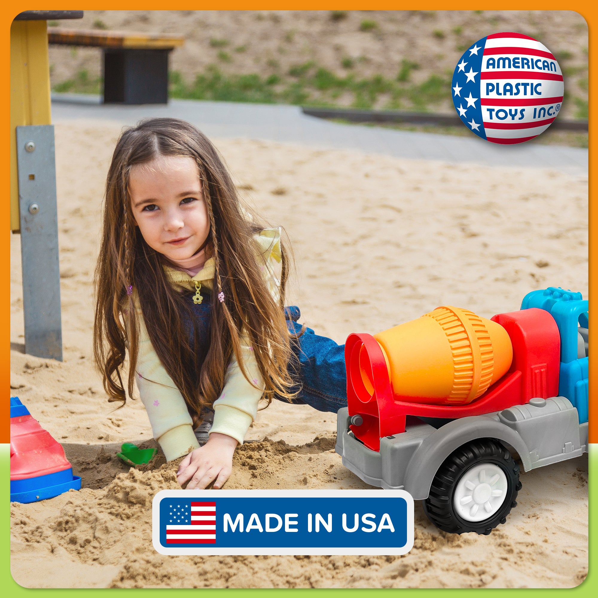 American Plastic Toys Gigantic Cement Mixer with Rotating Drum and Sturdy Wheels - VMInnovations