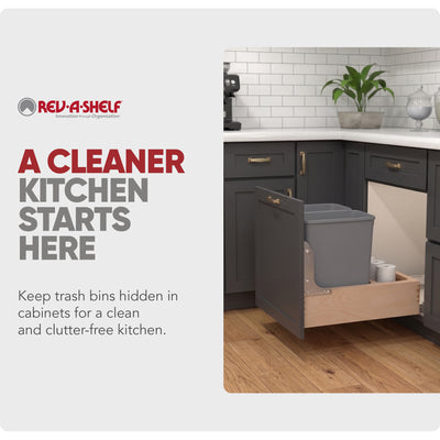 Rev-A-Shelf Wood Double Pullout Waste Container, Soft-Close, 32 qt, Silver - VMInnovations