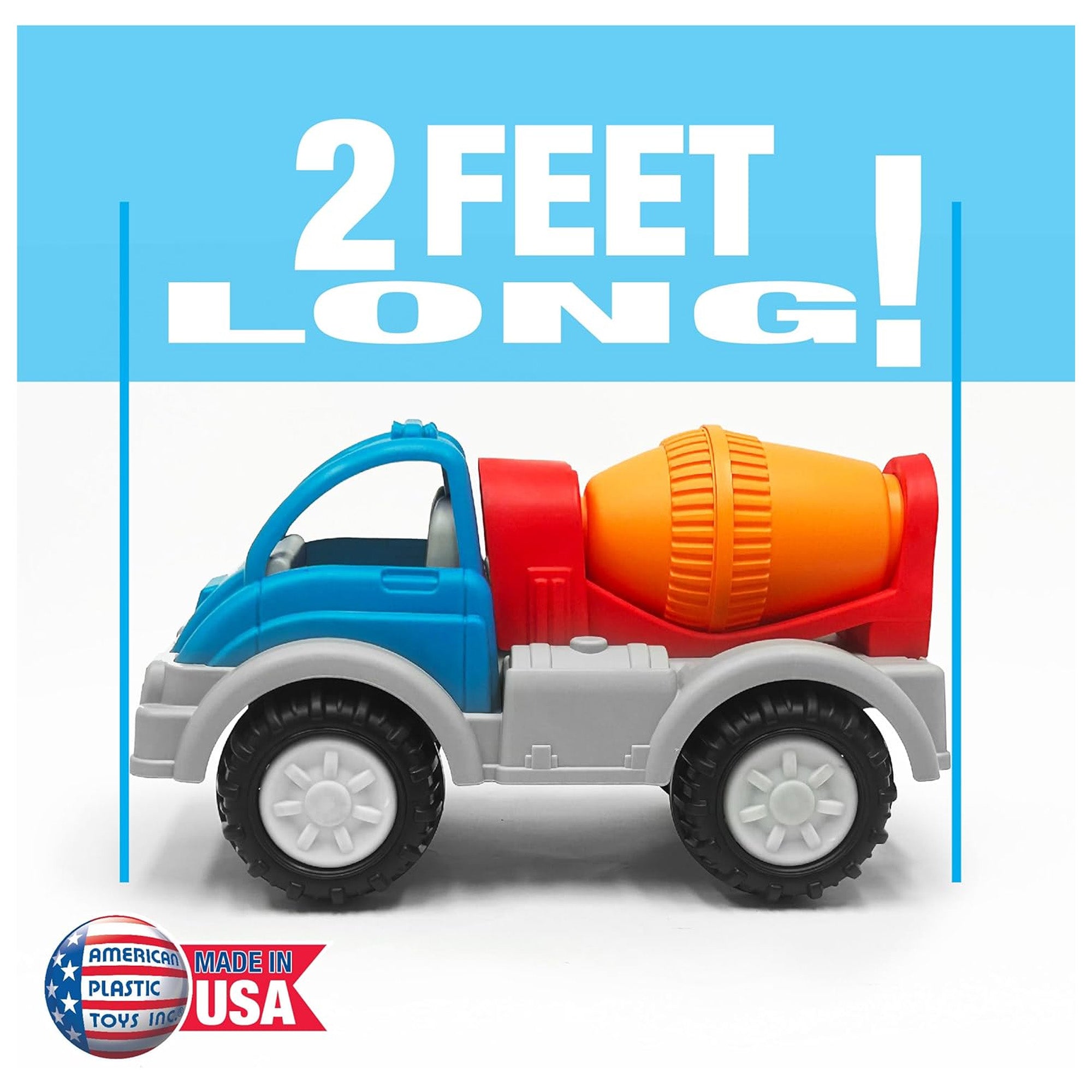 American Plastic Toys Gigantic Cement Mixer with Rotating Drum and Sturdy Wheels - VMInnovations