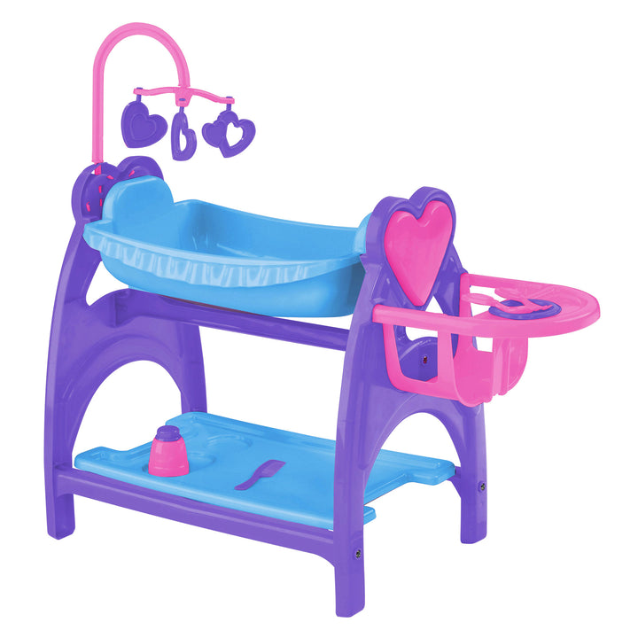 American Plastic Toys All in One Doll Nursery with Crib and Feeding Chair, Multi
