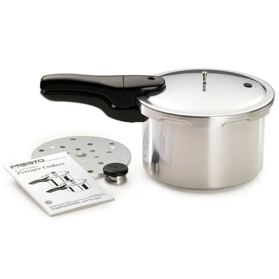 Presto 4-Quart Aluminum Pressure Cooker, Stove Top Fast Cooking Pot with Rack - VMInnovations