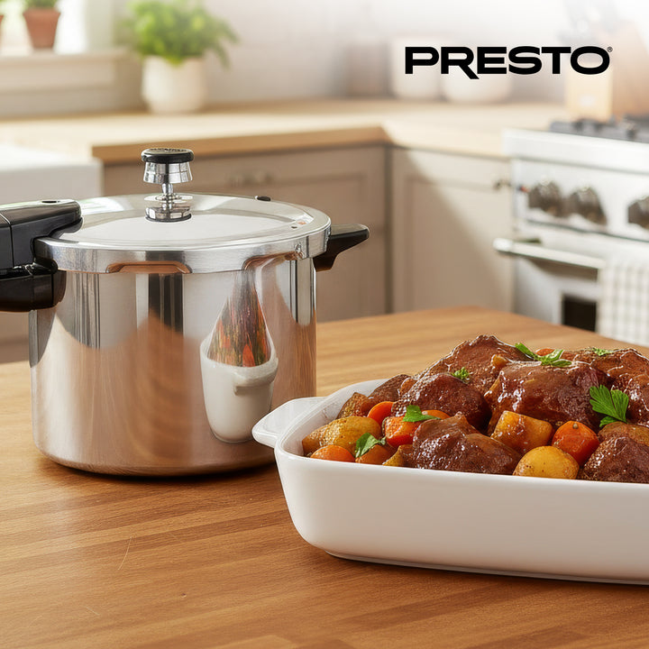 Presto 01264 6 Quart Aluminum Pressure Cooker, Regulator & Cover Lock, Silver